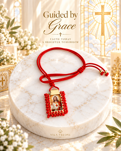 Bracelet - Sacred Heart & Jesus, 18k Gold Plated, Adjustable