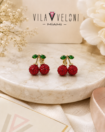 Cherry Kiss Earrings - Brass