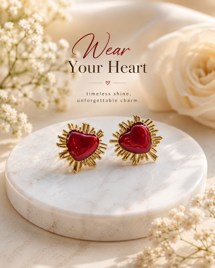 Radiant Heart Earrings - Brass with 18K Gold Plating