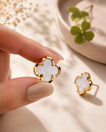 Trèfle Nacré Earrings - 925 Sterling Silver