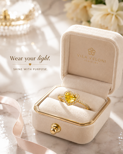 Golden Heart Glow – Ring – 925 Sterling Silver + 18K Gold Plating