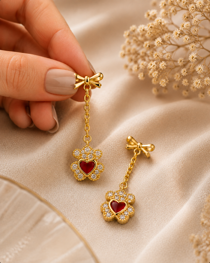 Fiocco Teddy Earrings - 925 Sterling Silver with 18K Gold Plating