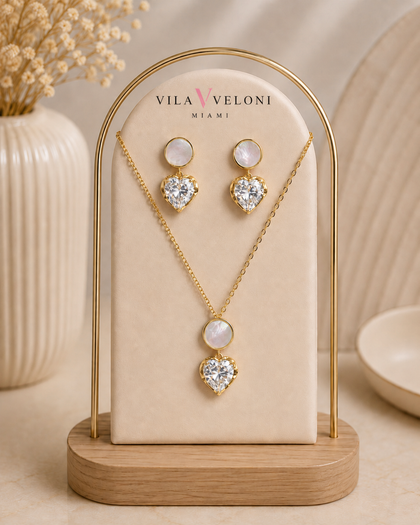 Liora Necklace and Earrings Set - 925 Sterling Silver