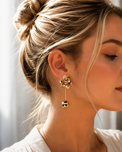 Golden Bloom Drop Earrings