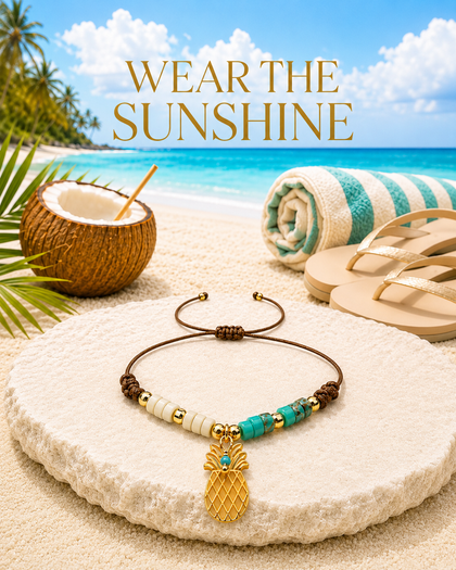 Bracelet - Pineapple, 18k Gold Plated, Adjustable