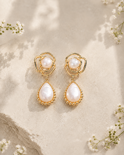 Elegant 925 Sterling Silver Drop Earrings with 18K Gold Plating