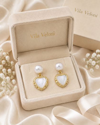 Amélie Pearl Heart Earrings - 925 Sterling Silver