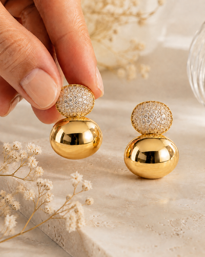 Auréa Duo Drop Earrings - Brass with 18K Gold Plating