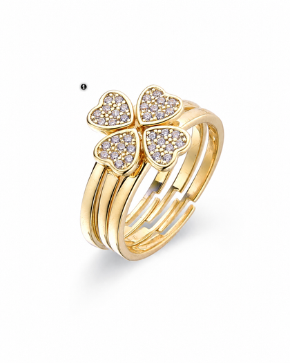 Four-Leaf Love Clover Ring 18K