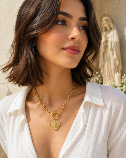 Light of Mary Heart Necklace - 18K Gold Plated