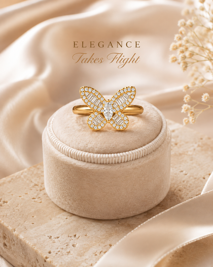 Golden Butterfly – Ring – 925 Sterling Silver with 18K Gold Plating