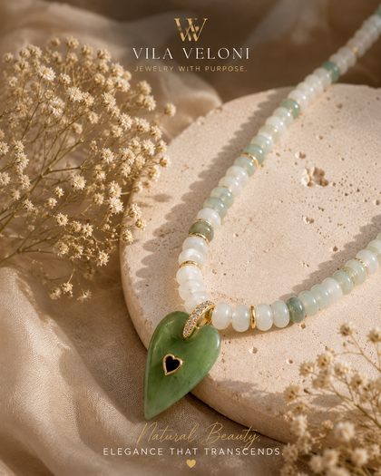 Green Heart Agatha Stone Necklace