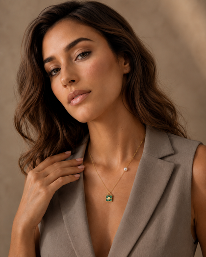 Emerald Star – Necklace – 925 Sterling Silver with 18K Gold Plating