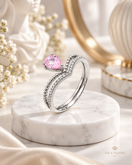 Royal Drop Ring - Blush Pink, 925 Sterling Silver