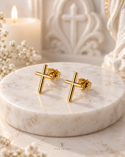 Gold Cross Stud Earrings - Minimalist Faith-Inspired Earrings