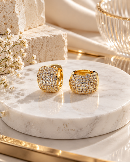 Cubic Zirconia Earrings-18k gold plating