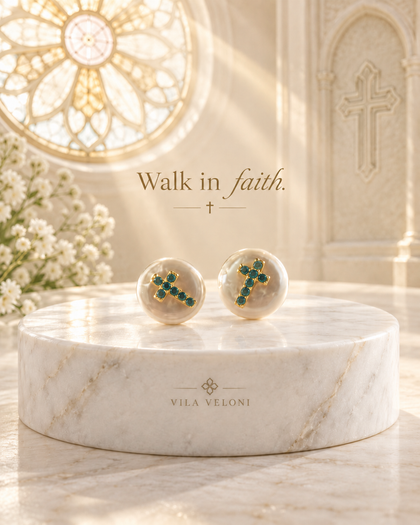 Earrings - Cross, 18k Gold-Plated Sterling Silver
