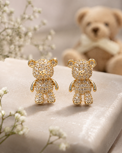 Golden Teddy – Earrings – 925 Sterling Silver