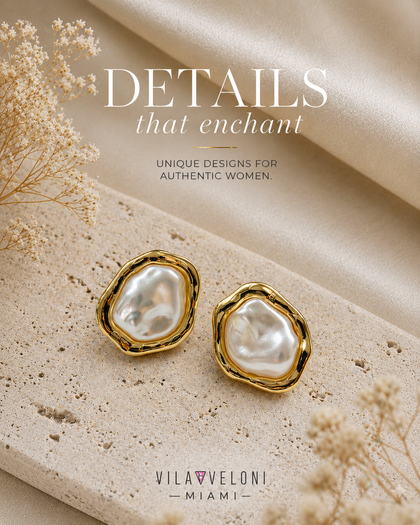 Golden Aura Baroque Pearl Earrings