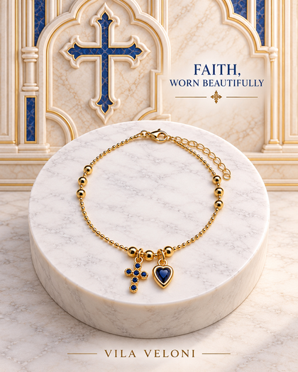 Blue Promise – Charm Bracelet – Brass with 18K Gold Plating