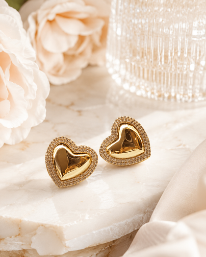 Heart Earrings with Cubic Zirconia
