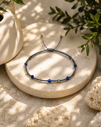 Endless Summer Bracelet - Ocean Blue, Colorful Beads, Handwoven Macramé, Adjustable