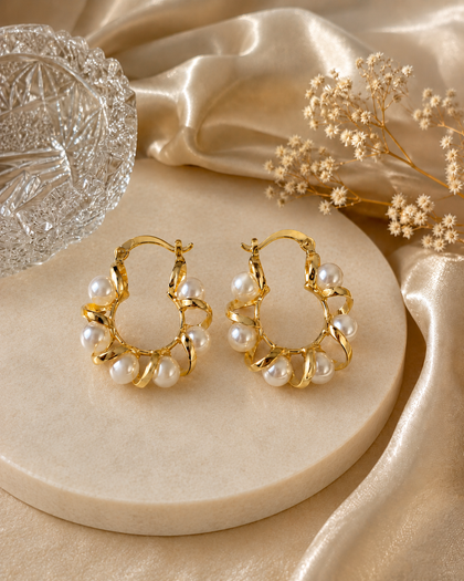 Earrings - Pearl, 18k Gold Plated