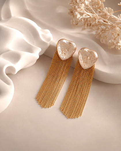Golden Heart Cascade – Earrings – Sterling Silver 925