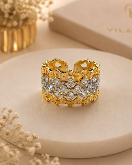 Interlocking Cubic Zirconia Ring