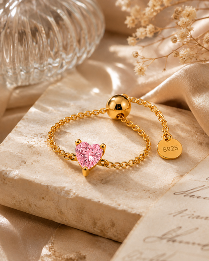 Eternal Heart Adjustable Ring - Pink Blush, Sterling Silver 925 & 18K Gold Plated
