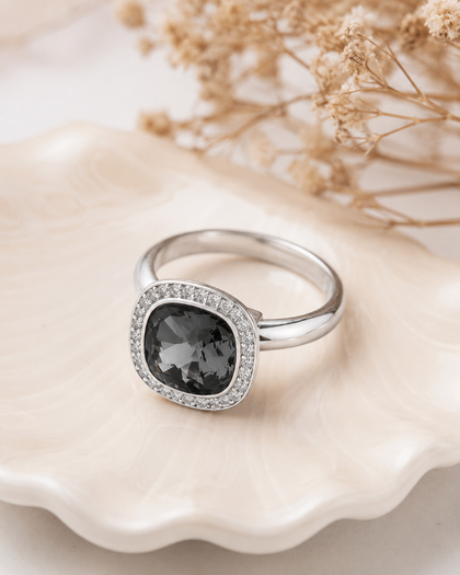 925 Sterling Silver Ring with Black Zirconia