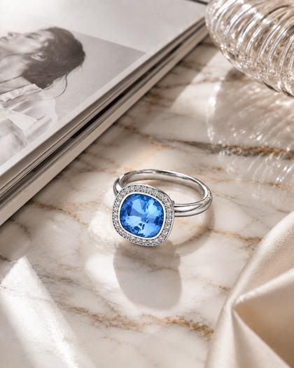 925 Sterling Silver Ring with Blue Zirconia
