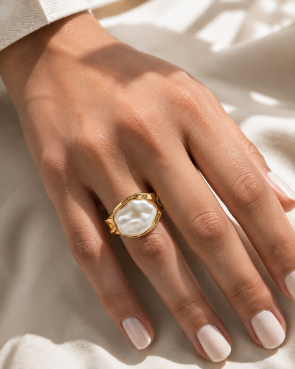 Baroque Pearl Ring-18k gold plating