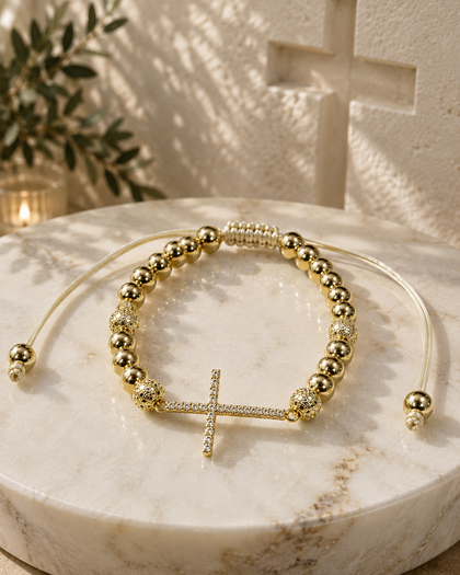 Bead Bracelet with Cross