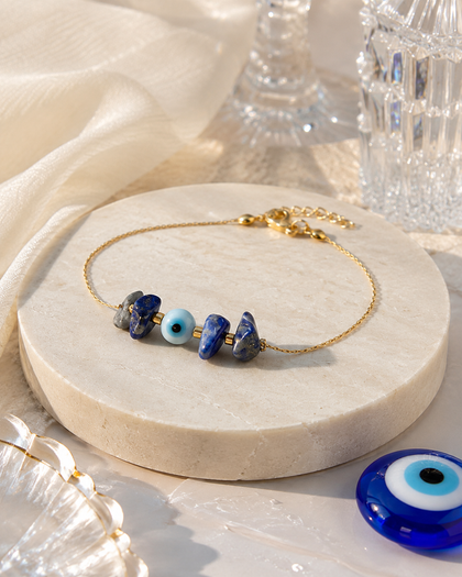 Bracelet with Semi-Precious Stones and Turkish Evil Eye