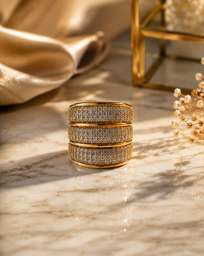 Triple Ring with Cubic Zirconia