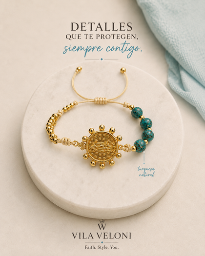 Adjustable Bracelet with Semiprecious Stones and Metal Beads