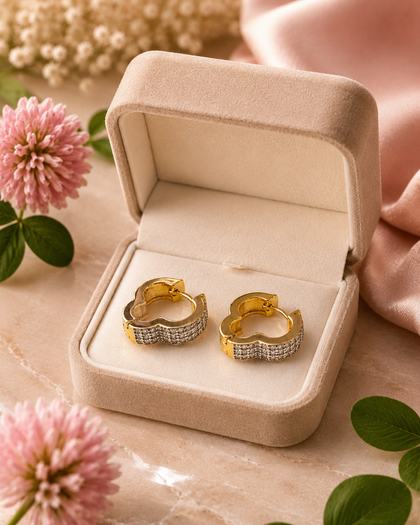 Half-Clover Earrings with Cubic Zirconia