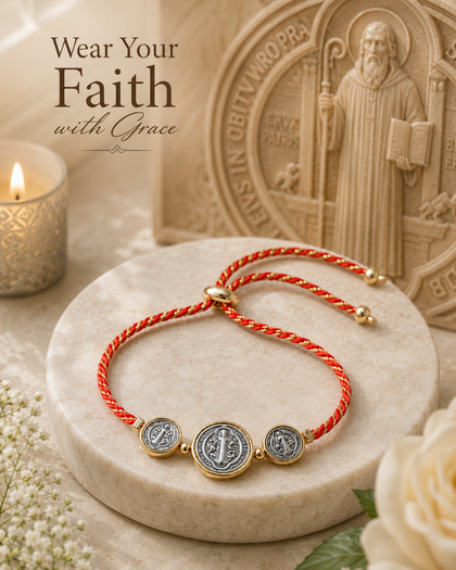 Saint Benedict Bracelet - Red String, Adjustable