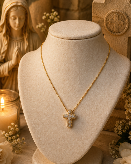 Cross and Cubic Zirconia Necklace