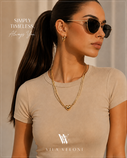 Double Necklace with Heart Charm