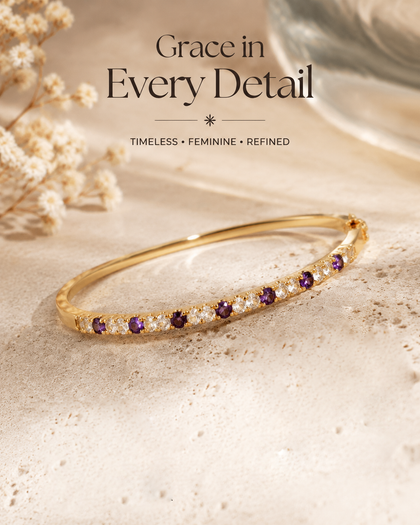 18K Gold-Plated Brass Bracelet - Cubic Zirconia Stones