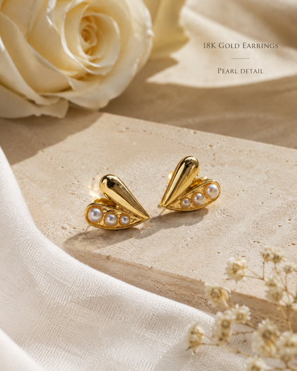 Heart-Shaped Earrings with Pearls