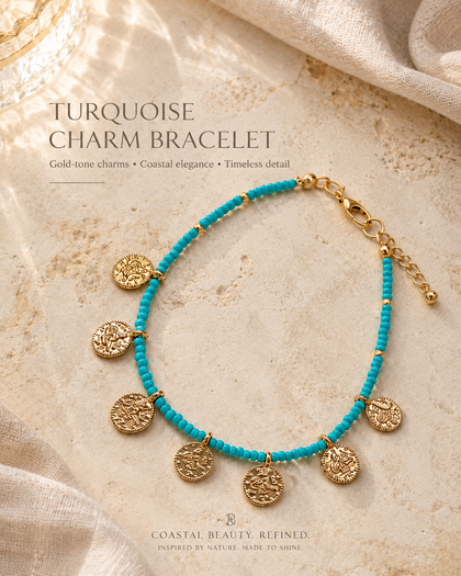 Sky Blue Crystal Bracelet - Medallion Details, Sky Blue Crystals