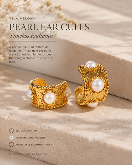 Baroque Hoop Earrings with Pearls in Brass and 18k Gold Plating