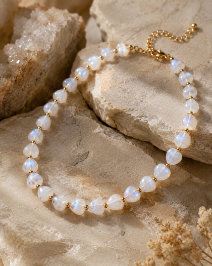 Semiprecious Stone Necklace - Heart Design