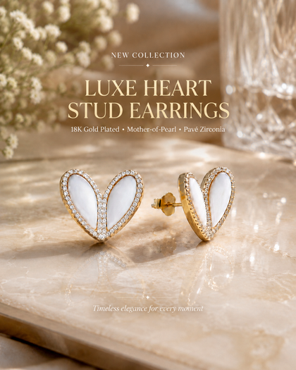 Earrings - Heart, 18k Gold-Plated Sterling Silver