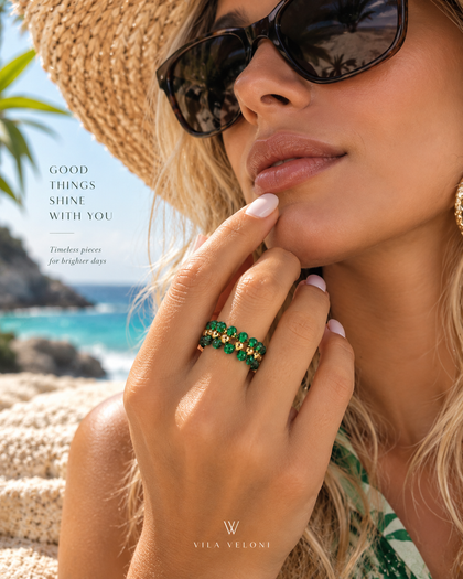 Ring with Green Crystals