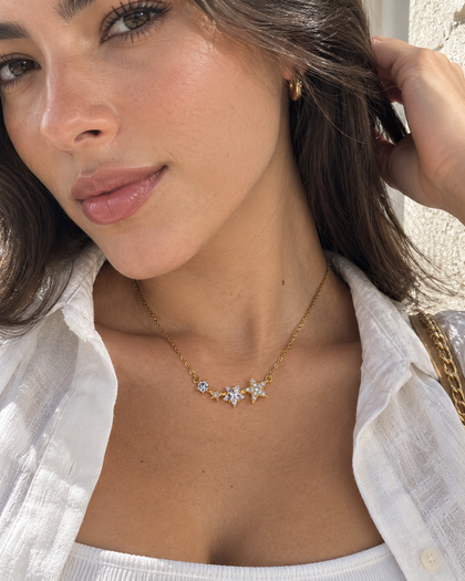 Star Necklace with Cubic Zirconia-18k gold plating and 925 silver