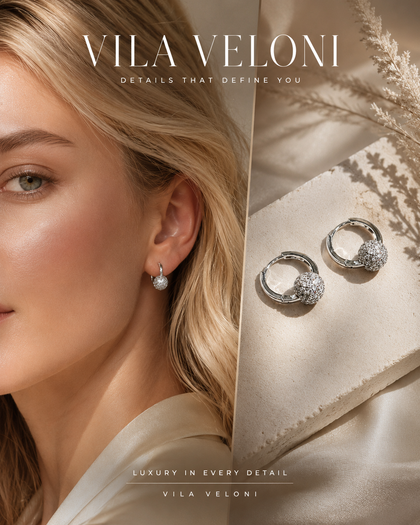 Nerissa Crystal Sphere Hoop Earrings - Brass